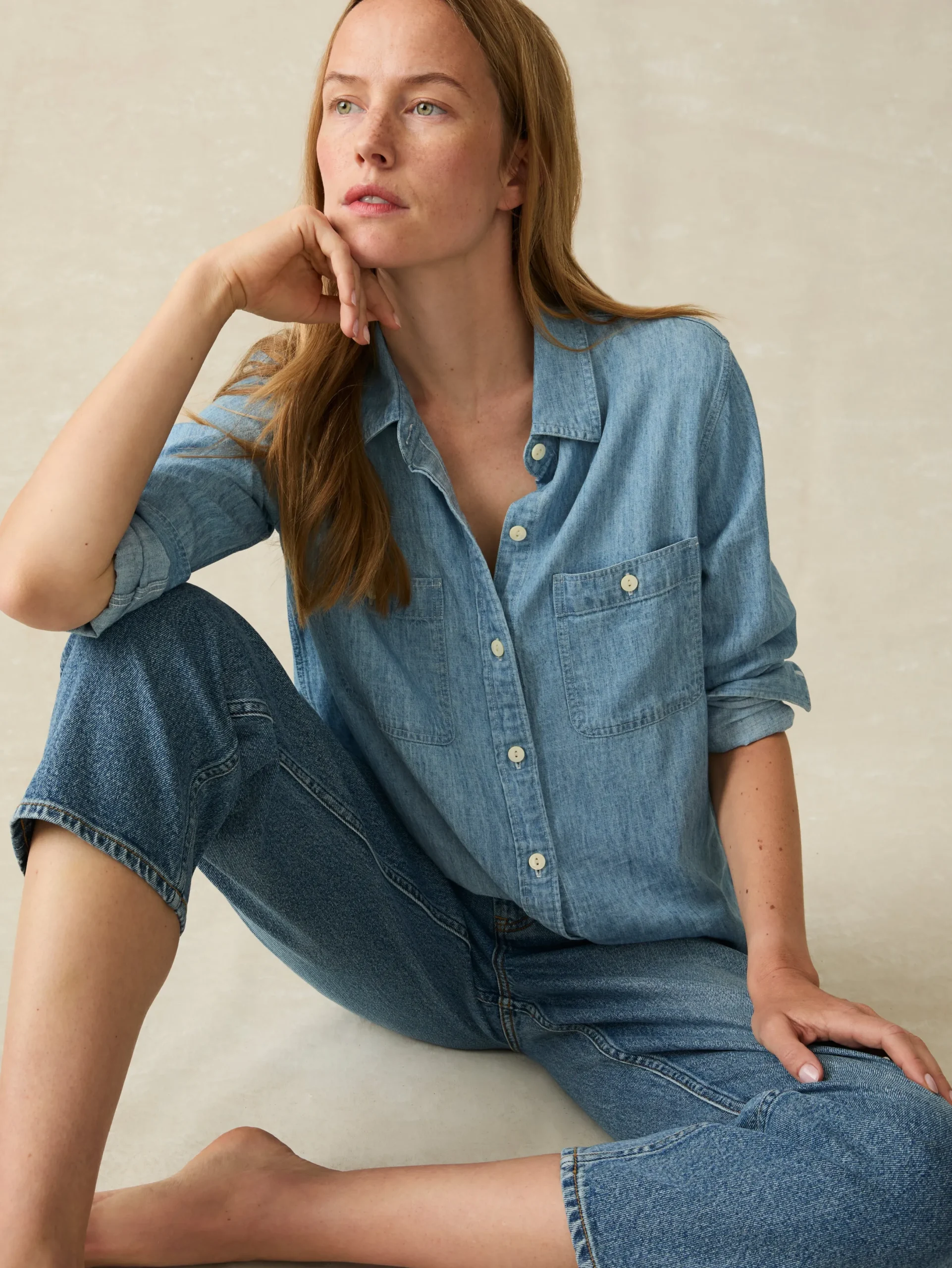 Women Faherty Brand Tried & True Chambray Shirt -