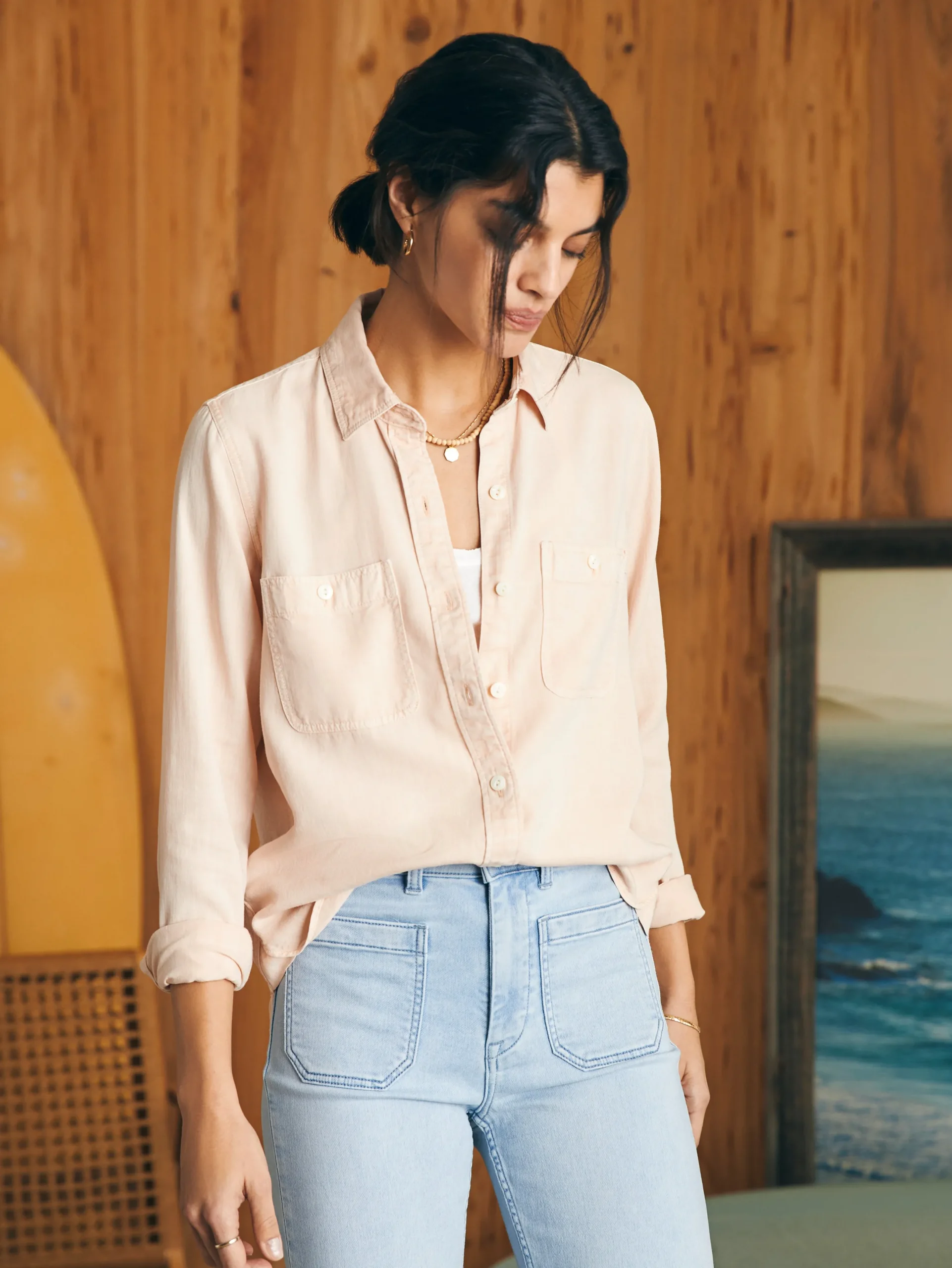 Women Faherty Brand Tried & True Chambray Shirt -