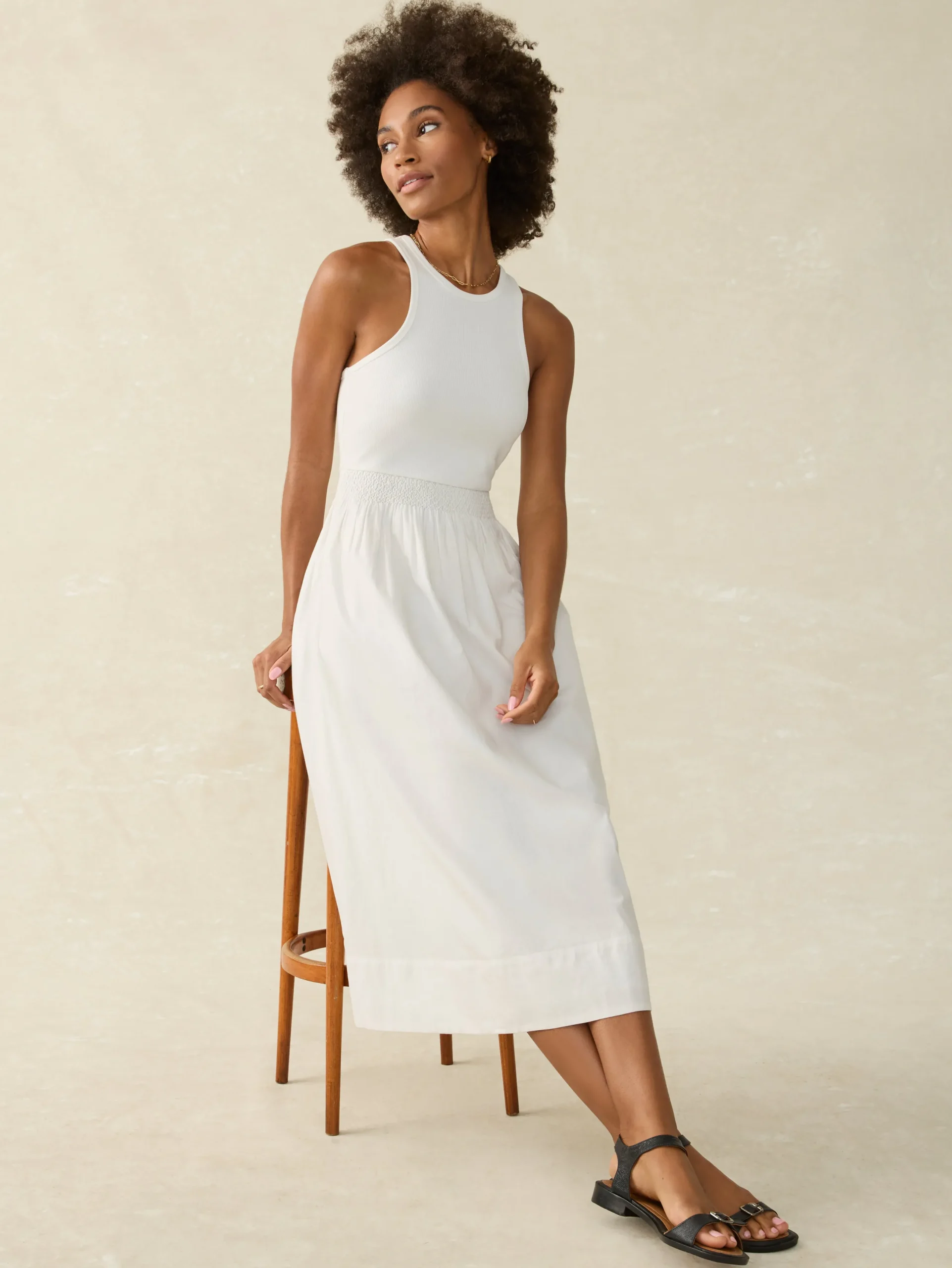 Women Faherty Brand Tropical Cotton Ribbed Tank Dress -